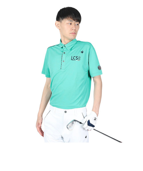 ルコックスポルティフ（lecoqsportif）ゴルフウェア 吸汗速乾 ストレッチフォーサー ベーシックデザイン半袖シャツ QGMXJA02 GR00
