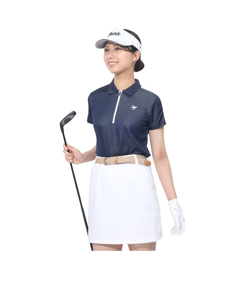 クランク（CLUNK）ゴルフウェア ジャガードニット半袖ポロシャツ CL5RUG04 NVY