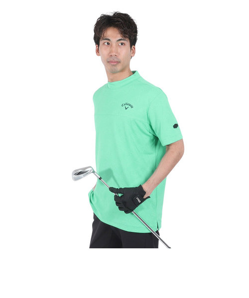 キャロウェイ（CALLAWAY）ゴルフウェア 吸汗速乾 ロゴジャカード半袖モックネックシャツ C24134102-1130