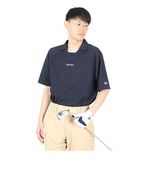 ニューエラ（NEW ERA）ゴルフウェア 半袖 吸汗速乾 シアサッカー ポロシャツ ネイビー 14109032