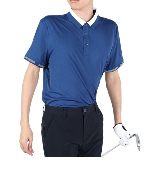 J.LINDEBERGゴルフウェア 吸水速乾 袖ロゴ半袖ポロシャツ 071-21343 ...