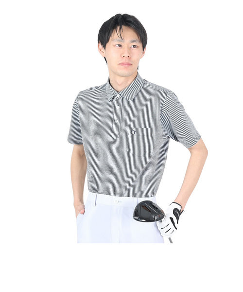 マンシングウエア（MUNSING WEAR）ゴルフウェア 半袖 吸汗速乾 サッカーストライプシャツ MGMXJA22 NV00