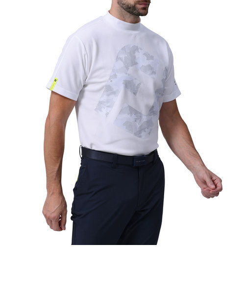 ゴルフウェア 吸汗速乾 ビッグロゴ半袖モックネックシャツ 81815 FJ-S24-S08