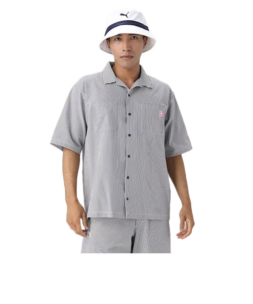 プーマ（PUMA）ゴルフウェア P ストレッチ シアサッカー オープンカラー半袖シャツ 627645-01