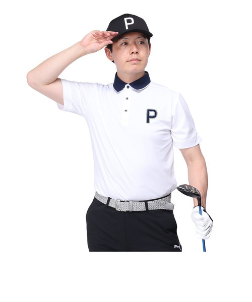プーマ（PUMA）ゴルフウェア ストレッチ カノコ Pロゴ クレリック 半袖 