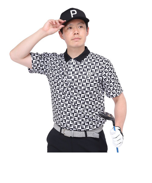 プーマ（PUMA）ゴルフウェア P ストレッチ カノコ モノグラム AOP 半袖 ポロシャツ 627603-01