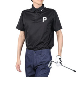プーマ（PUMA）ゴルフウェア ストレッチ カノコ Pロゴ クレリック 半袖 ポロシャツ 627602-01