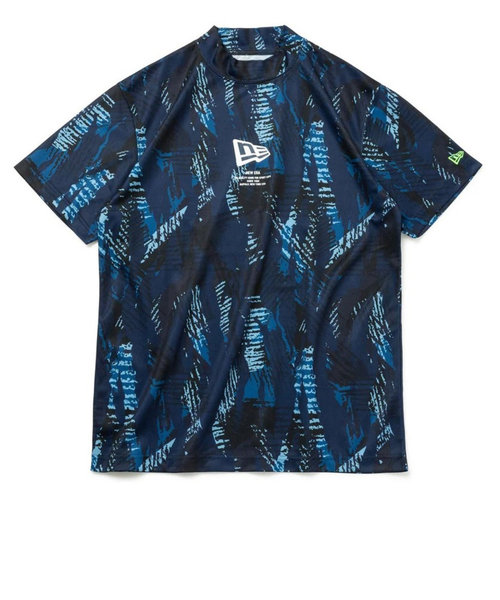 ニューエラ（NEW ERA）ゴルフウェア 半袖モックネック 吸汗速乾 ミッドネック Tシャツ Tiger Stripe Camo 14109051