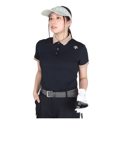 デサントゴルフ（DESCENTEGOLF）ゴルフウェア 吸汗速乾 鹿の子半袖シャツ DGWXJA14 BK00