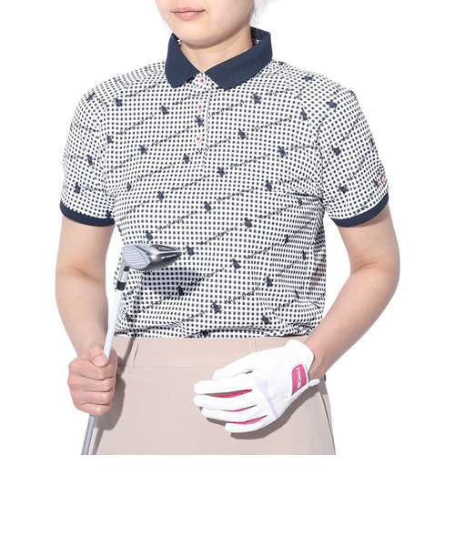 マンシングウエア（MUNSING WEAR）ゴルフウェア SUNSCREEN先染め サッカープリント 半袖ポロ衿シャツ MGWXJA08 NV00