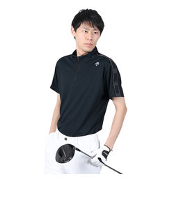 デサントゴルフ（DESCENTEGOLF）ゴルフウェア ハーフジップ半袖シャツ DGMXJA22 BK00
