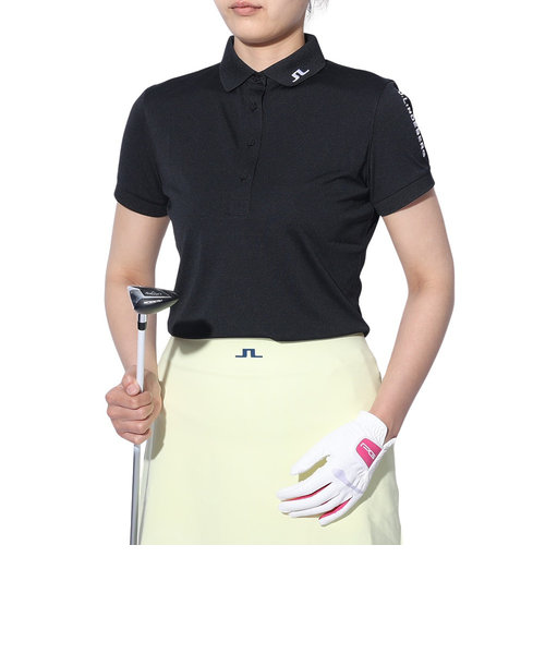 J.LINDEBERGゴルフウェア 吸水速乾 袖ロゴ刺繍半袖ポロシャツ 072-21340-019