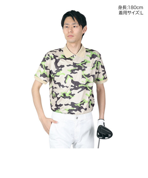 ROSASENゴルフウェア クールコア カモフラプリント 半袖ポロシャツ 044 