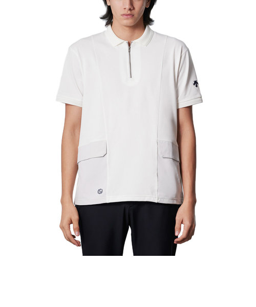 デサントゴルフ（DESCENTEGOLF）ゴルフウェア ハーフジップカノコ半袖シャツ DGMXJA18 WH00