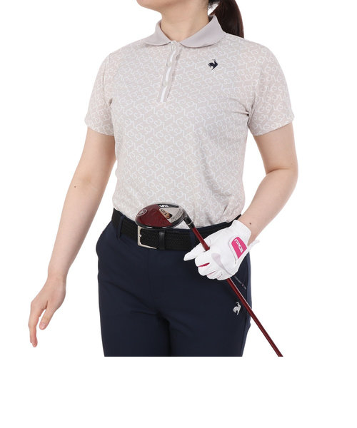 ルコックスポルティフ（lecoqsportif）ゴルフウェア 吸汗速乾 総柄 半袖シャツ QGWXJA41 BG00