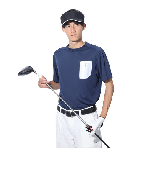 パフォーマンスギア（PG）ゴルフウェア 吸汗速乾 接触冷感 モックネック Top 半袖シャツ 403PG4SDD0003 NVY