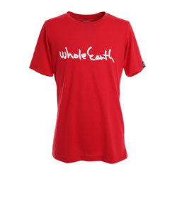 ホールアース（Whole Earth）ロゴ Tシャツ 半袖 WE21JA27RED 速乾 UVカット 抗菌防臭
