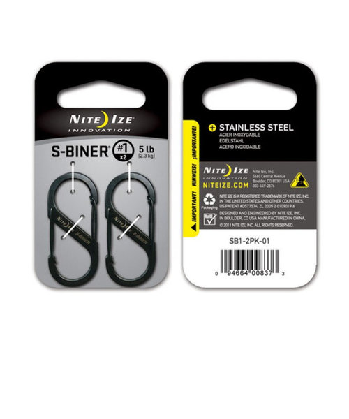 ナイトアイズ（NITE-IZE）S-BINER ステンレススチール カラビナ SB1-2PK-01ブラック