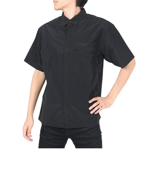 ワイルドシングス（WILD THINGS）カジュアルシャツ グレイン リップ ジップ 半袖シャツ WT23019SK-BLACK ブラック