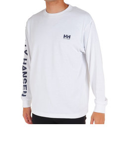 ヘリーハンセン（HELLY HANSEN）長袖Tシャツ ロンT ロングスリーブ LETTER レター Tシャツ HH32380 CW ホワイト