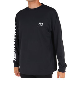 ヘリーハンセン（HELLY HANSEN）長袖Tシャツ ロンT ロングスリーブ LETTER レター Tシャツ HH32380 K ブラック