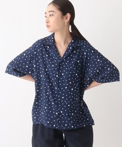 ドレープサテン マルチプリント オープンカラーシャツ【UNISEX】