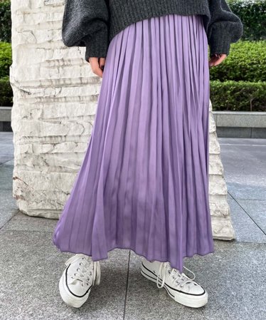 SIIILON ニット スカート 紫 パープル ラベンダー レイヤード モヘア