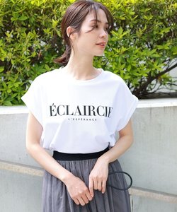 【腕周りスッキリ/洗濯機で洗える】コットンロゴプリントフレンチTシャツ