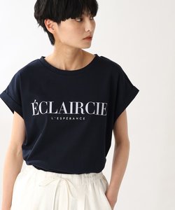 【腕周りスッキリ/洗濯機で洗える】コットンロゴプリントフレンチTシャツ