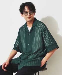 【メッシュシャツ＋半袖Tシャツ セットアイテム】レースシアールーズ半袖シャツ