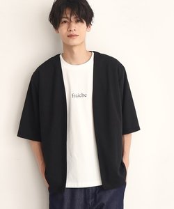 【ブランド定番！／半袖T×五分袖カーデSET】梨地ハーフスリーブカーディガン×半袖Tシャツ