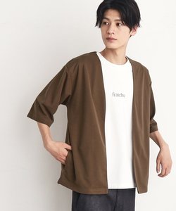 【ブランド定番！／半袖T×五分袖カーデSET】梨地ハーフスリーブカーディガン×半袖Tシャツ