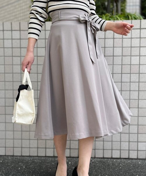 ラップ風デザイン 春カラー ミディ丈フレアスカート Couture brooch（クチュールブローチ）の通販 mall