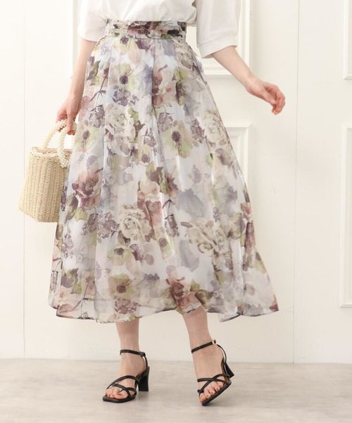 花柄/シアー素材 フラワープリントフレアスカート | Couture brooch