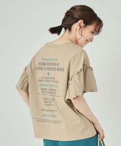 カラーロゴ フリルスリーブTシャツ