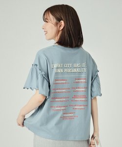 カラーロゴ フリルスリーブTシャツ