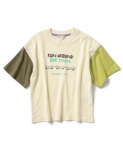 【110-140cm/接触冷感】袖配色ワイドTシャツ