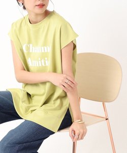 大人の抜け感 フレンチスリーブ ゆるロゴTシャツ