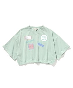 【110-140cm】ショート丈ワッペンTシャツ
