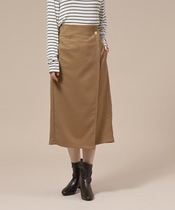 【無地/チェック柄】すっきり上品な ラップ風ナロースカート