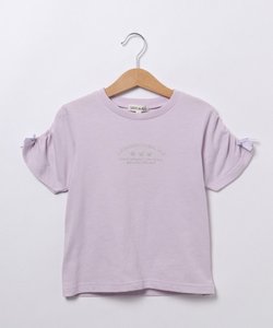 【110-140cm】ギャザー袖ラメプリントTシャツ