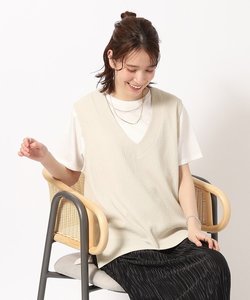 【洗える/2点セット】さらさらVネックベスト＋Tシャツ