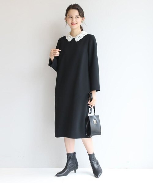 衿レース付き シンプルワンピース Anatelier アナトリエ の通販 Mall