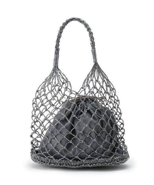 人気急上昇 フィルムメッシュ巾着付きトート