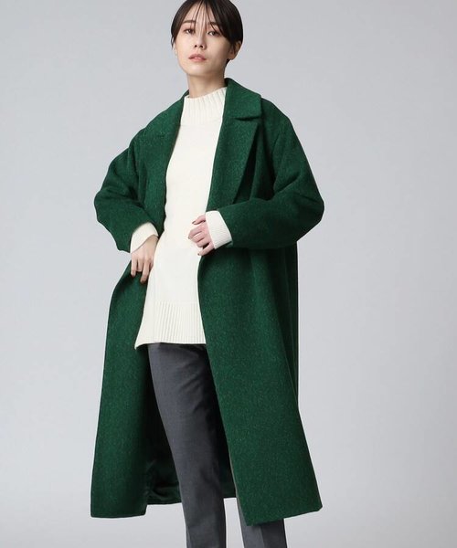 【良品】DRIESVANNOTEN レディース ロングコート アルパカ混 緑cloz_jacket