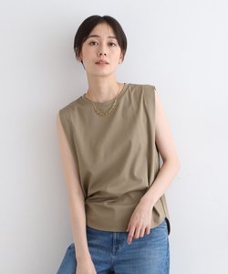 【洗える】タックデザインノースリーブTシャツ