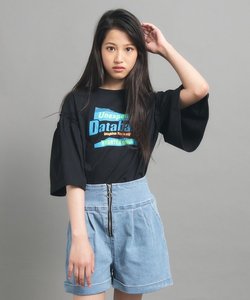 【130cmあり】ミニフリル付きボリューム袖Tシャツ