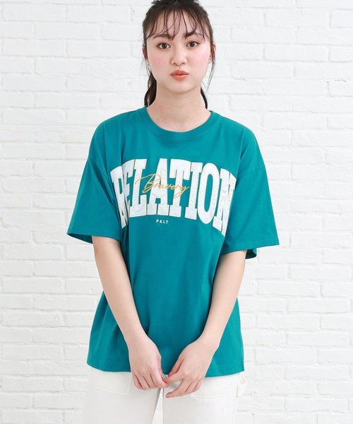 さらっと着やすい♪サテンアップリケビッグTシャツ