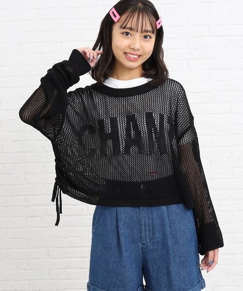 2点SET・洗える】ロゴメッシュニット+インナーTシャツSET | PINK-latte  