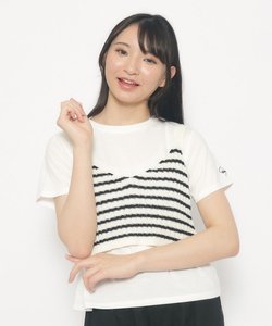 【2点SET・洗える】＋3歳見え　ニットビスチェ＋インナーTシャツセット